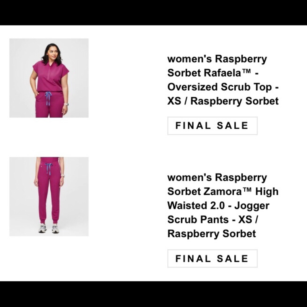 FIGS women's Raspberry Sorbet Rafaela™ - Oversized SCRUB TOP - XS